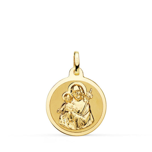 Medalla San Jose Brillo 18 mm de oro amarillo 18K