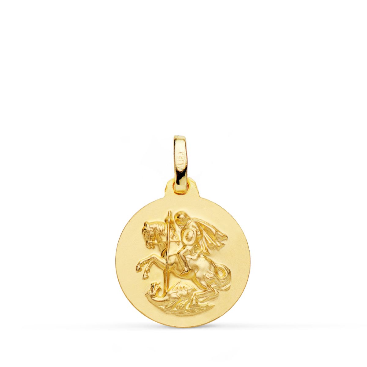 Medalla San Jorge Lisa Matizada 16 mm de oro amarillo 18K