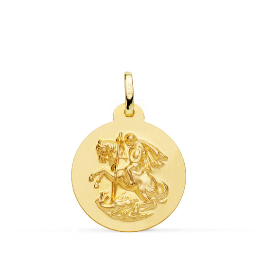 Medalla San Jorge Matizada Lisa 20 mm de oro amarillo 18K