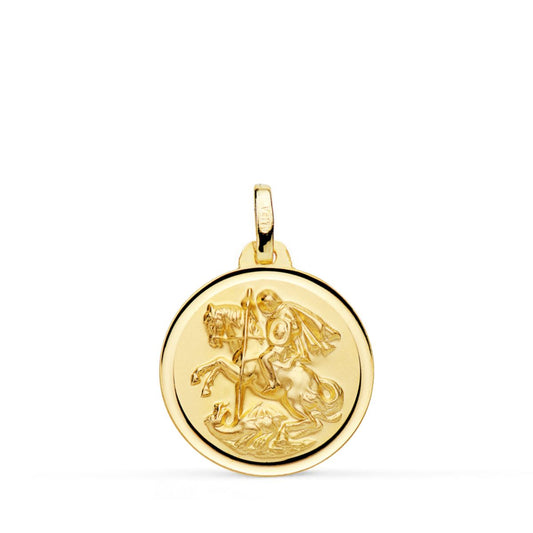 Medalla San Jorge Bisel 18 mm de oro amarillo 18K