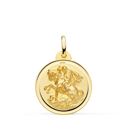 Medalla San Jorge Bisel 24 mm de oro amarillo 18K