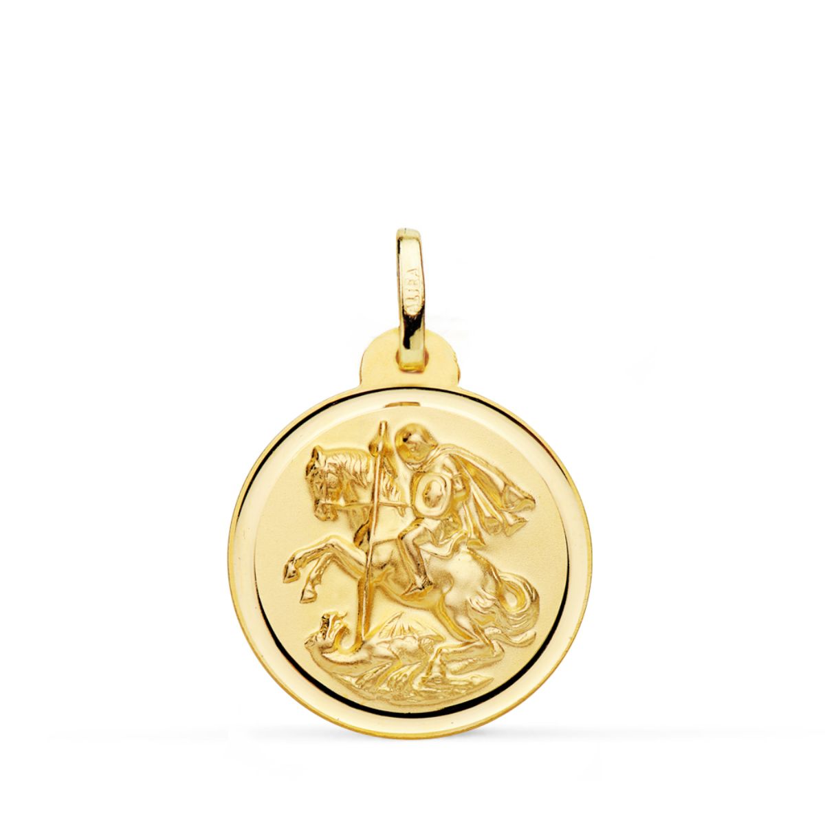 Medalla San Jorge Bisel 22 mm de oro amarillo 18K