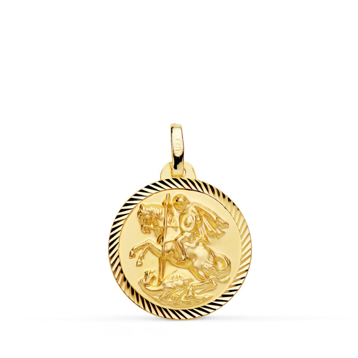 Medalla San Jorge Borde Helice 18 mm de oro amarillo 18K