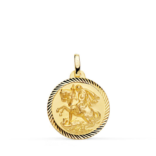 Medalla San Jorge Borde Helice 18 mm de oro amarillo 18K