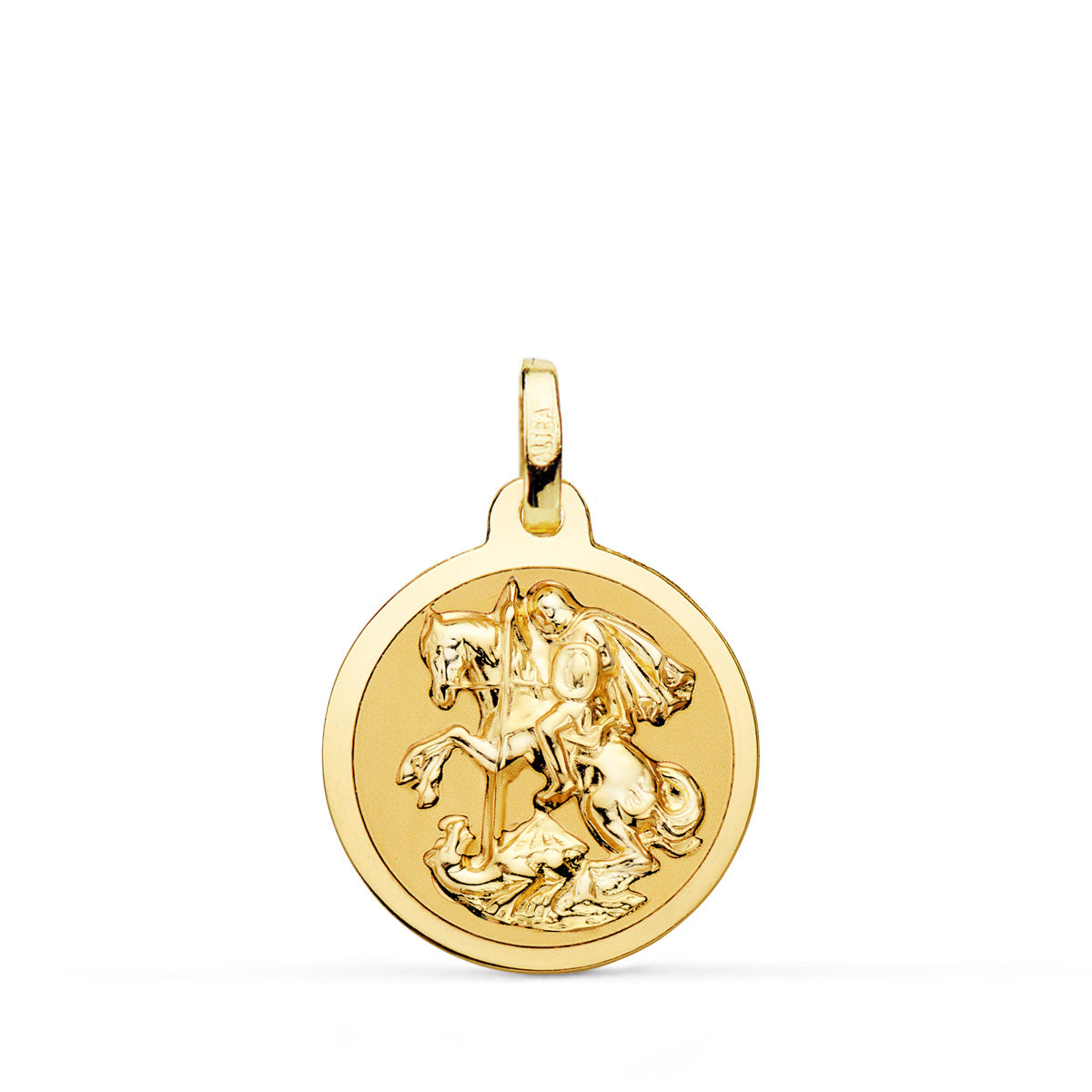 Medalla San Jorge Brillo 18 mm de oro amarillo 18K