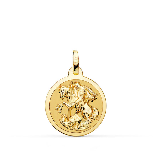Medalla San Jorge Brillo 18 mm de oro amarillo 18K