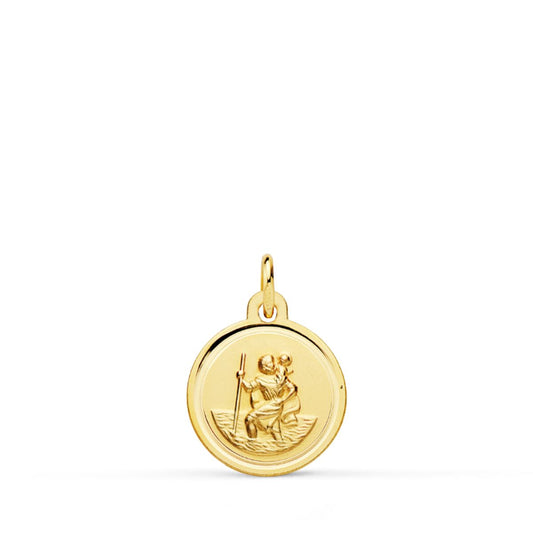 Medalla San Cristobal Bisel 12 mm de oro amarillo 18K