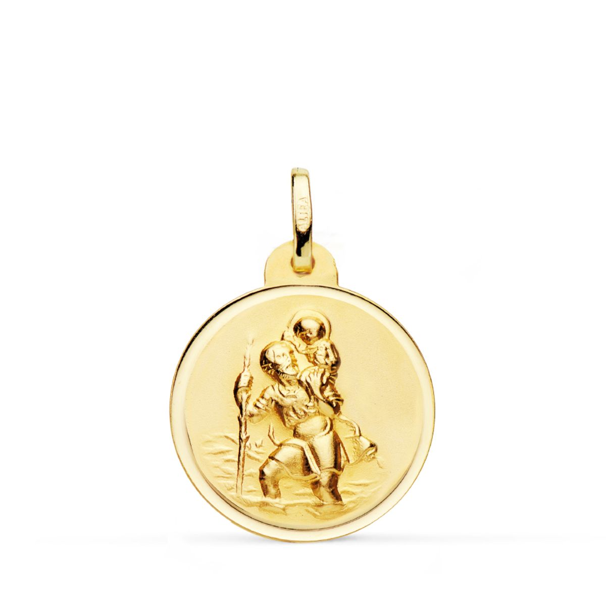 Medalla San Cristobal Bisel 20 mm de oro amarillo 18K