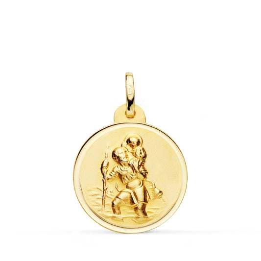 Medalla San Cristobal Bisel 20 mm de oro amarillo 18K