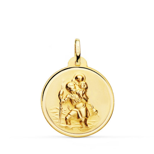 Medalla San Cristobal Bisel 22 mm de oro amarillo 18K