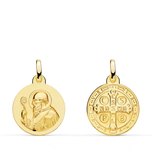 18K MEDALLA ORO AMARILLO ESCAPULARIO ORO AMARILLO SAN BENITO 16 MM