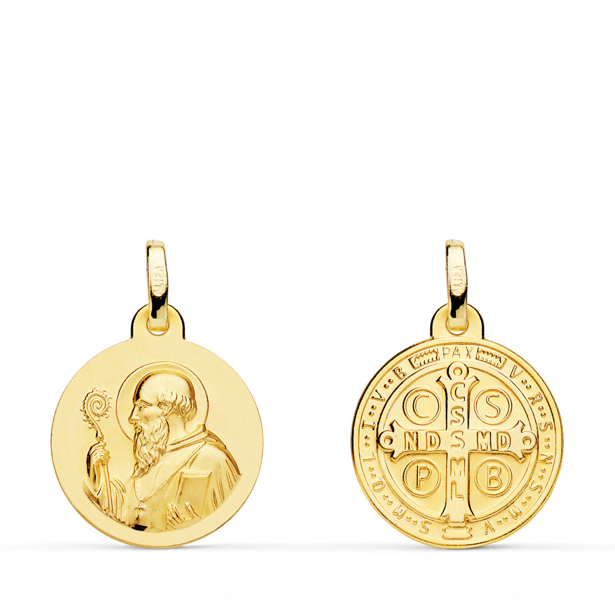 Medalla Escapulario San Benito 16 mm de oro amarillo 18K
