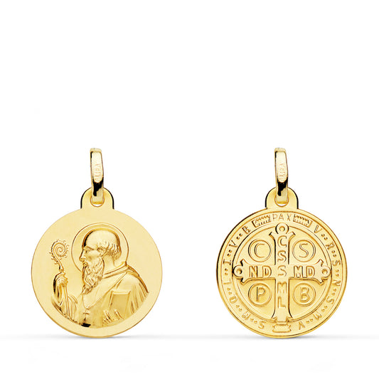 Medalla Escapulario San Benito 16 mm de oro amarillo 18K
