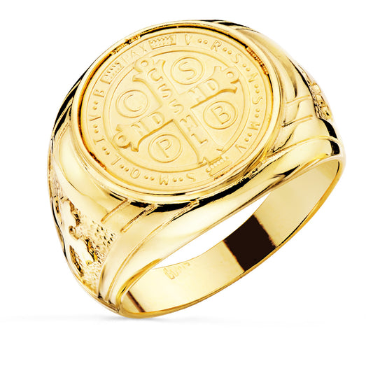 Sello Cruz de San Benito 16 mm Ancho 22 mm de oro amarillo 18K