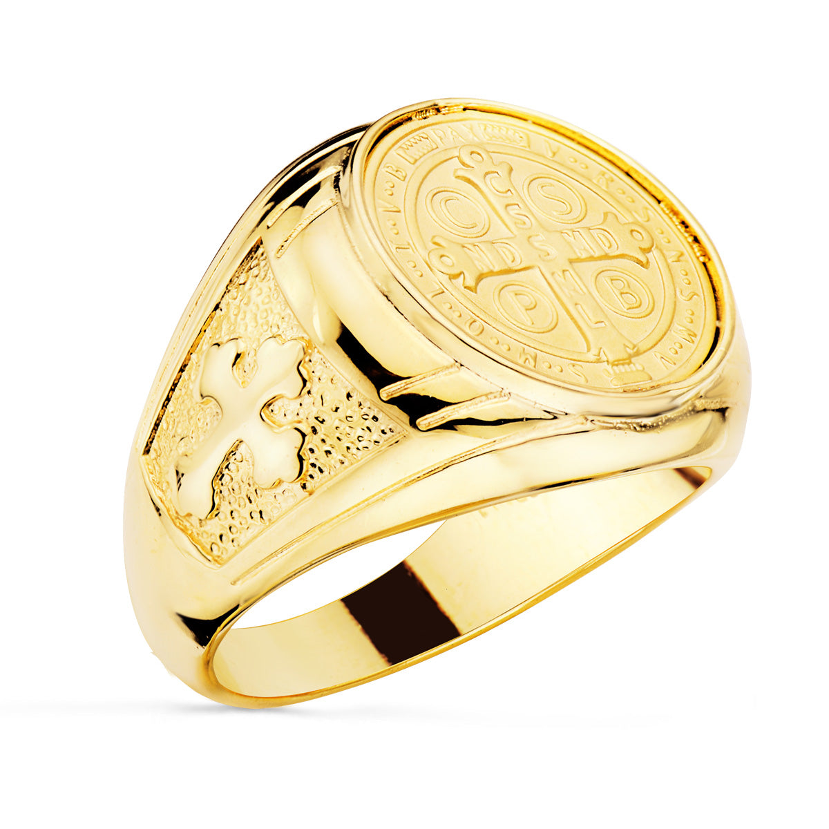 Sello Cruz de San Benito 16 mm Ancho 22 mm de oro amarillo 18K