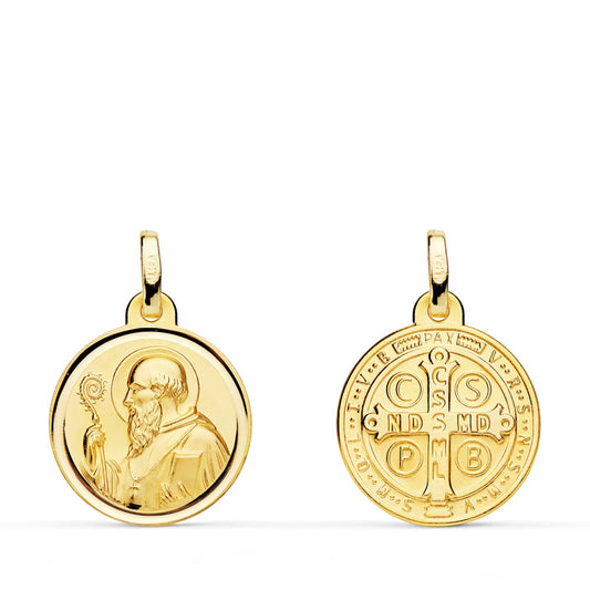 18K ESCAPULARIO ORO AMARILLO SAN BENITO BISEL 16 MM