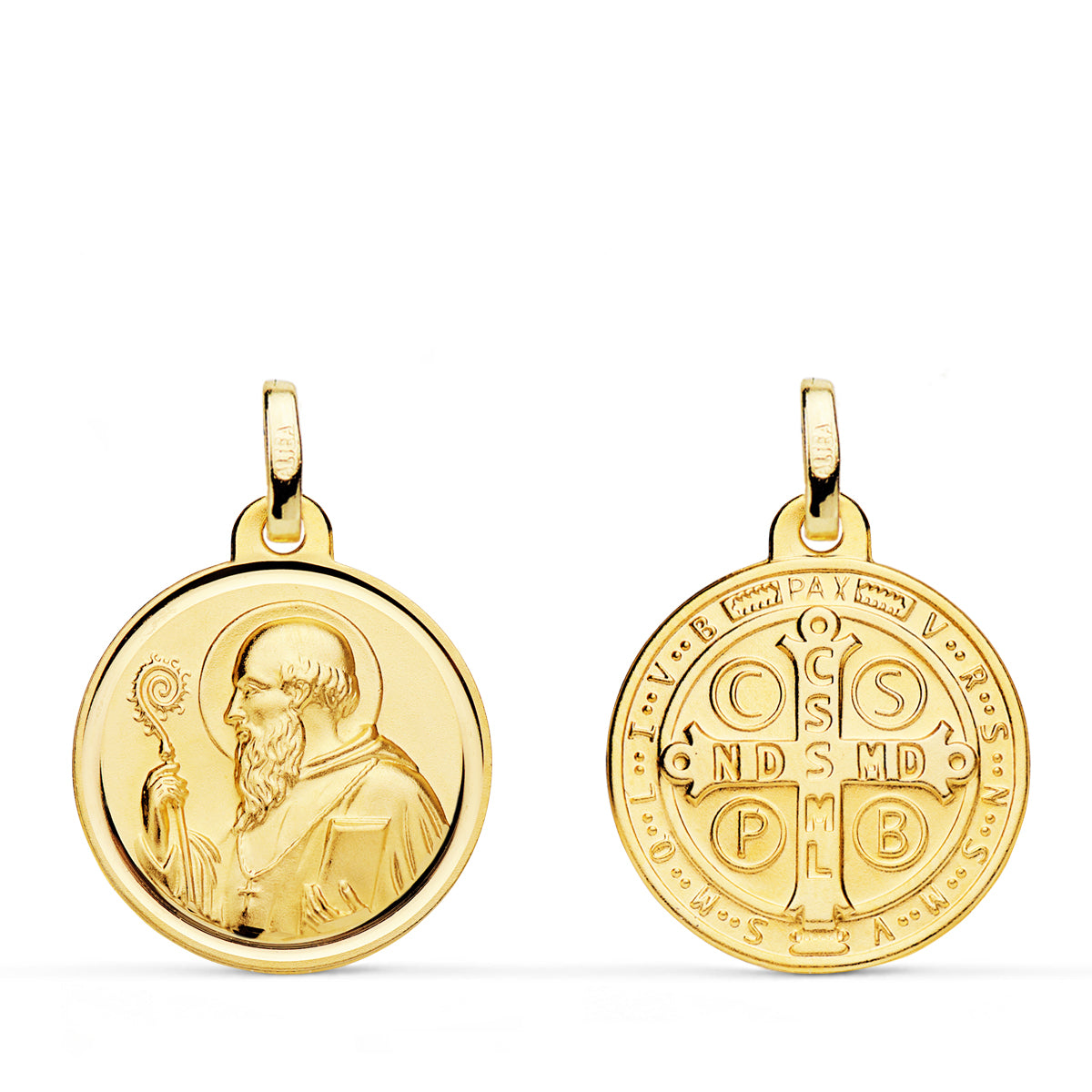 Escapulario San Benito Bisel 18 mm de oro amarillo 18K