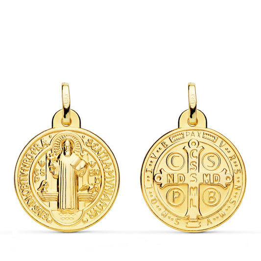 18K ESCAPULARIO ORO AMARILLO SAN BENITO MONJE 20 MM