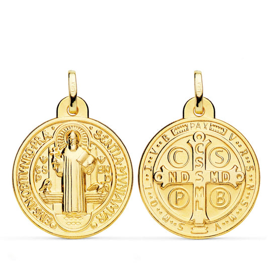 18K ESCAPULARIO ORO AMARILLO MEDALLA ORO AMARILLO SAN BENITO MONJE 24 MM