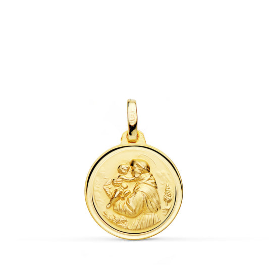 Medalla San Antonio Bisel 16 mm de oro amarillo 18K