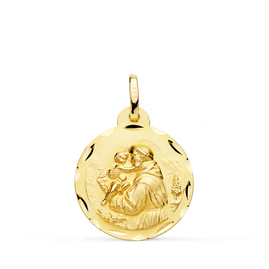 Medalla San Antonio Tallada 20 mm de oro amarillo 18K