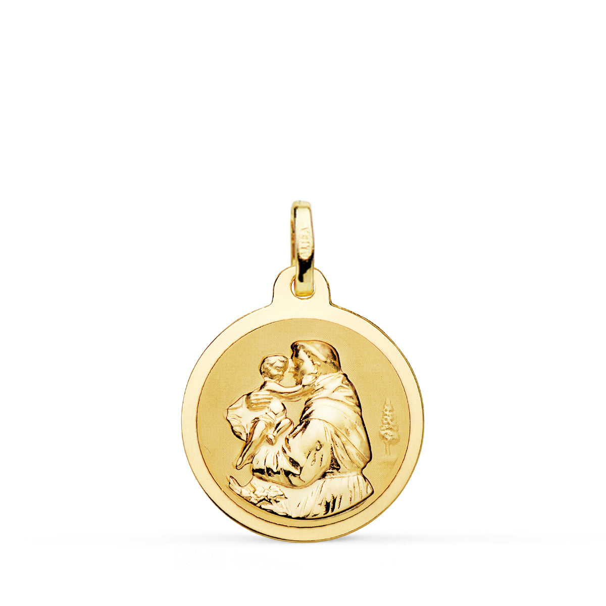 Medalla San Antonio Brillo 18 mm de oro amarillo 18K