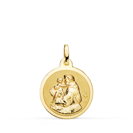 Medalla San Antonio Brillo 18 mm de oro amarillo 18K