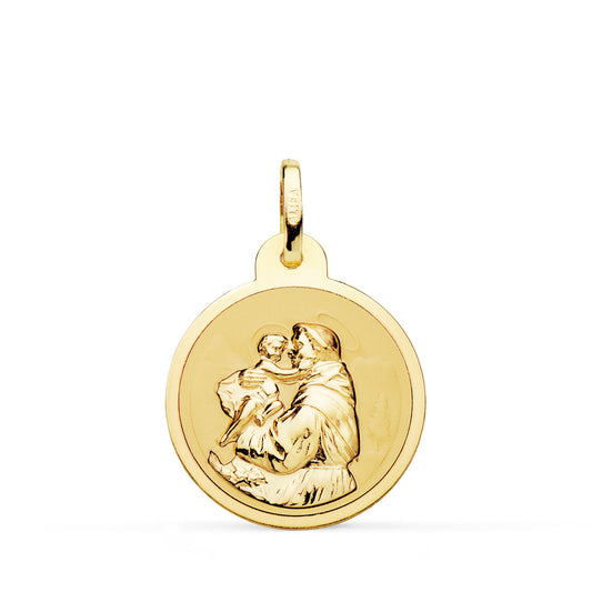 Medalla San Antonio Brillo 20 mm de oro amarillo 18K