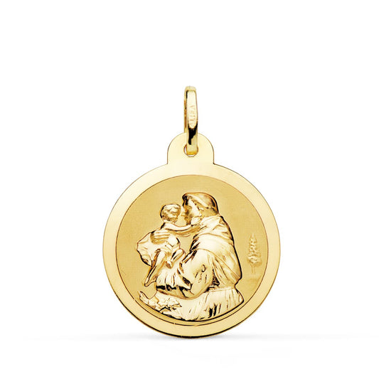18K MEDALLA ORO AMARILLO SAN ANTONIO BRILLO 22 MM