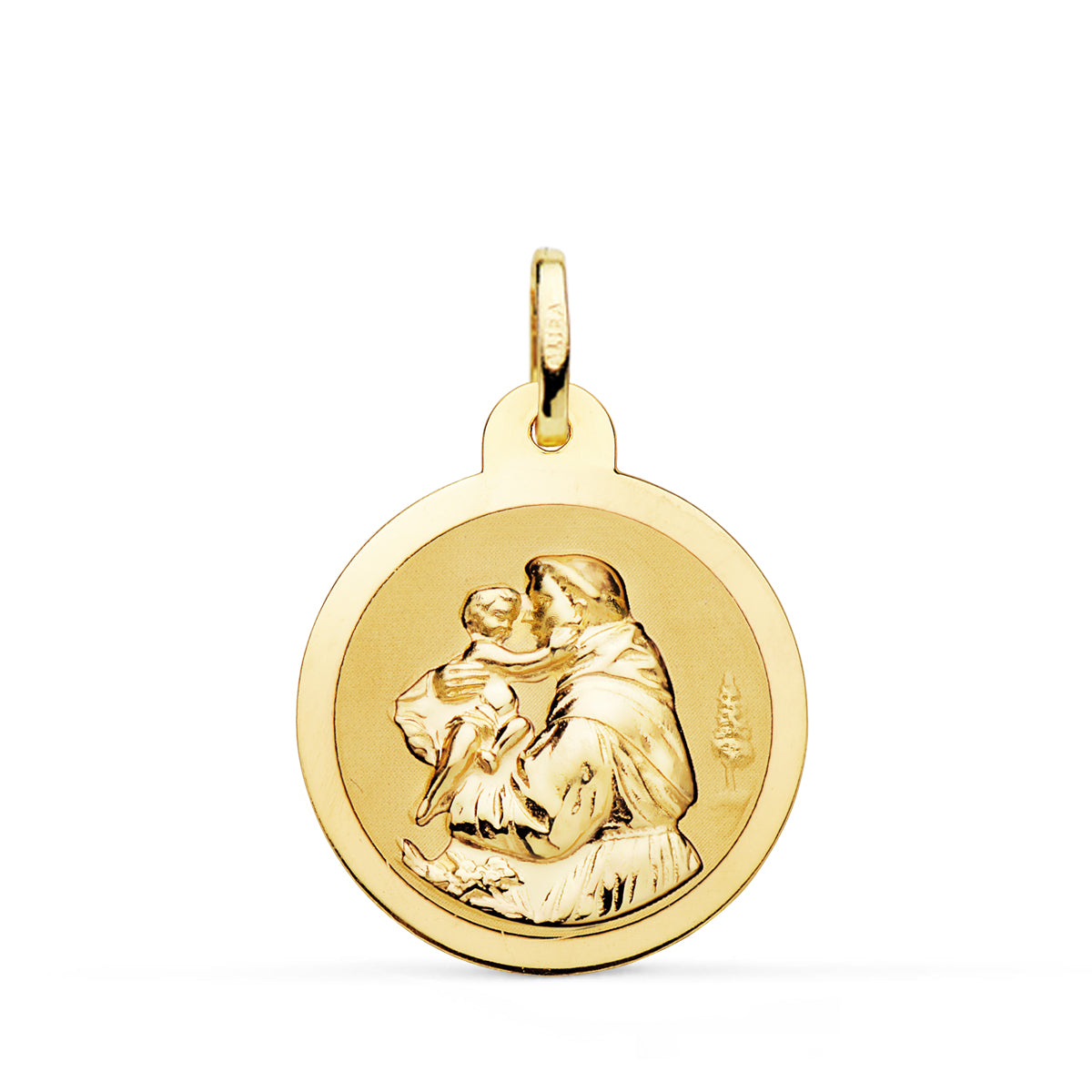 Medalla San Antonio Brillo 22 mm de oro amarillo 18K