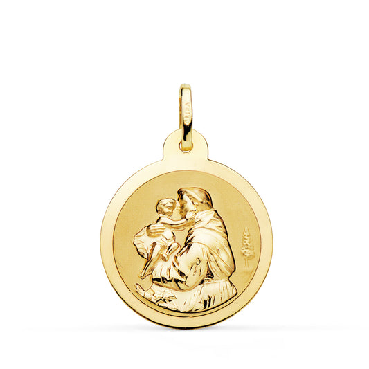 Medalla San Antonio Brillo 22 mm de oro amarillo 18K