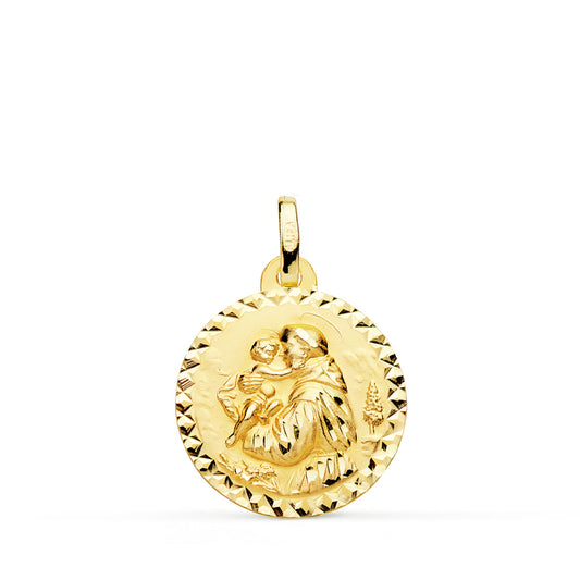 Medalla San Antonio Talla Cruzada 18 mm de oro amarillo 18K