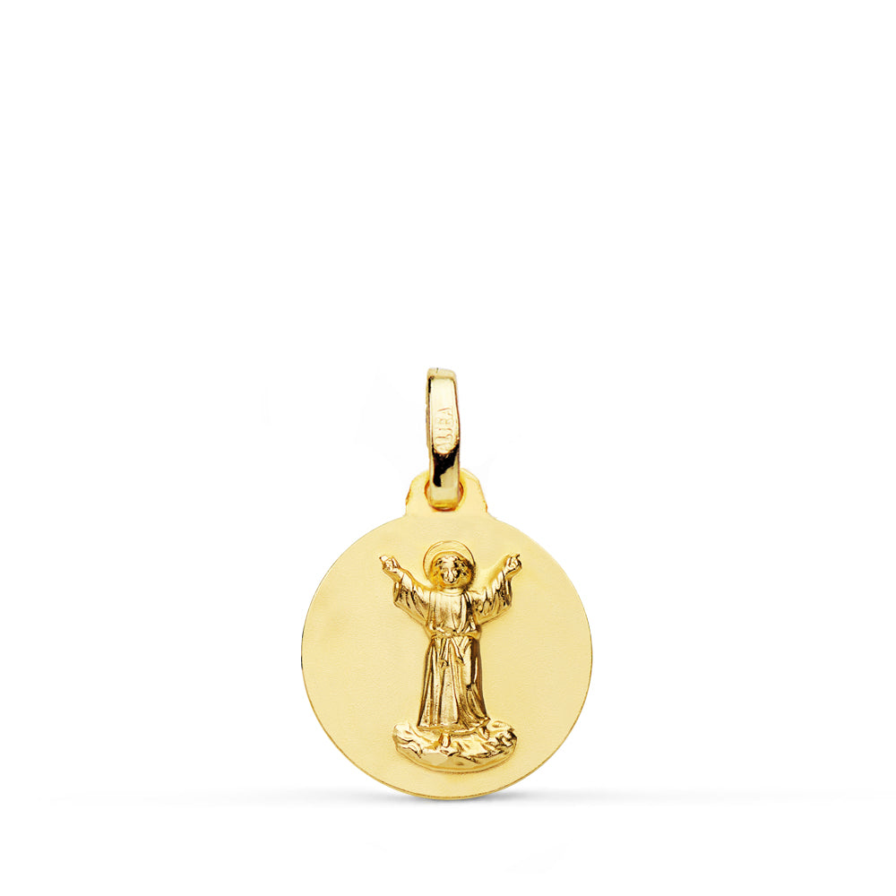 Medalla Divino Niño Lisa 14 mm de oro amarillo 18K