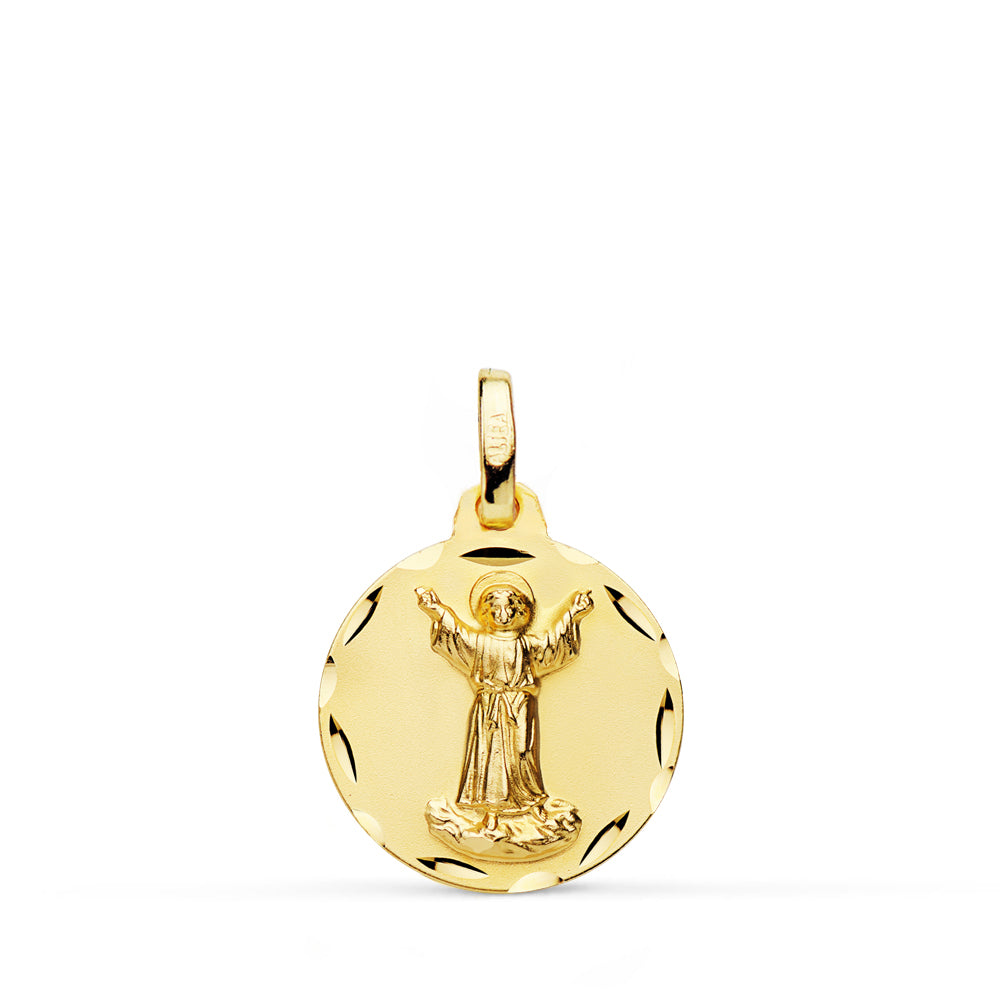 18K MEDALLA ORO AMARILLO DIVINO NIÑO TALLADA 16 MM