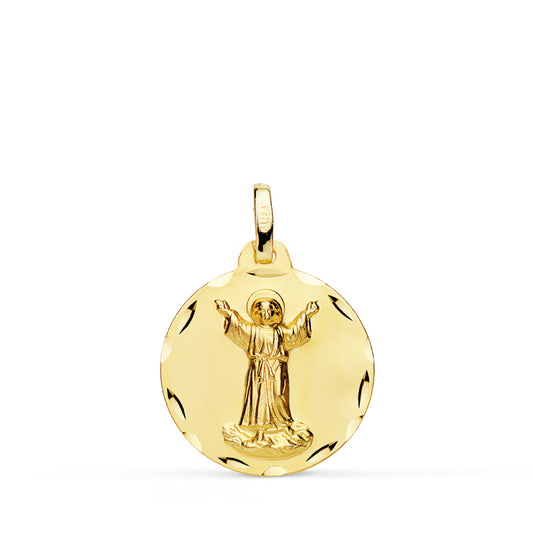 Medalla Divino Niño Tallada Amarilo18 mm de oro amarillo 18K