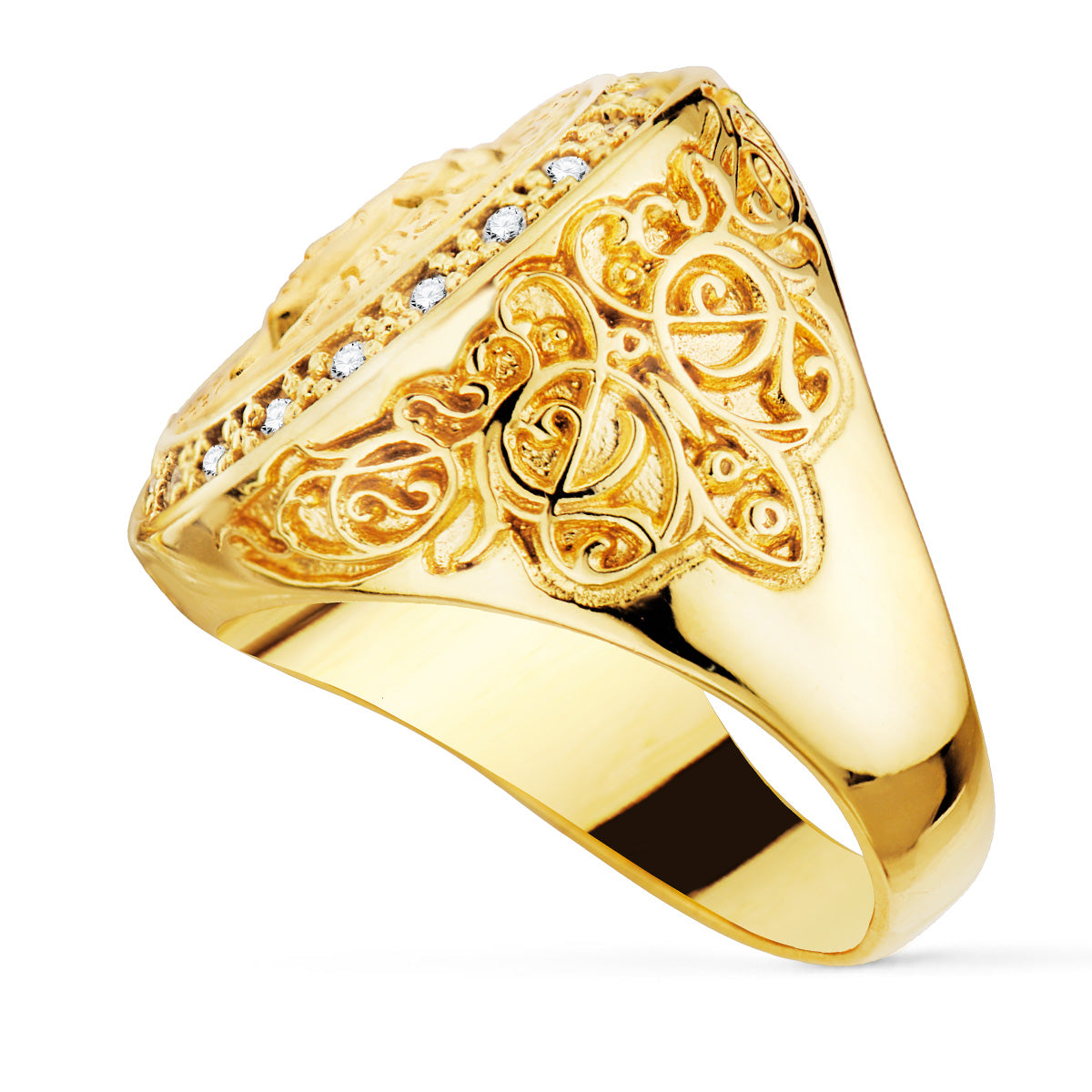 Sello Medusa Versace Mate 15 mm con Circonita Ancho 21 mm de oro amarillo 18K