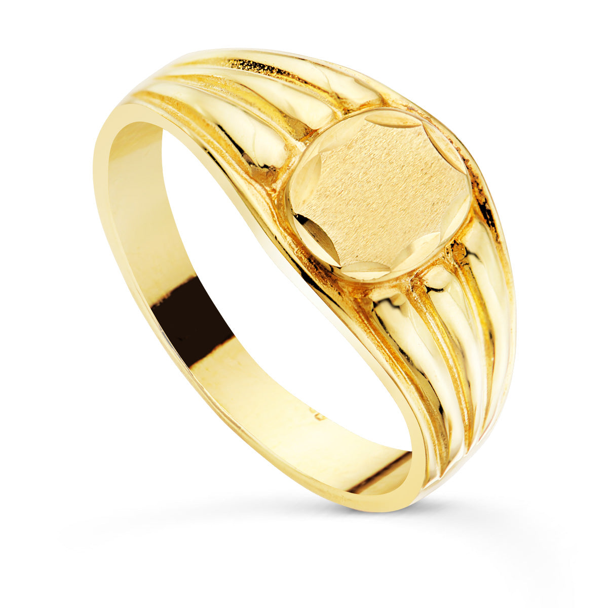 Sello Cadete Mate y Brillo Zona Grabacion 8 x 7 mm de oro amarillo 18K