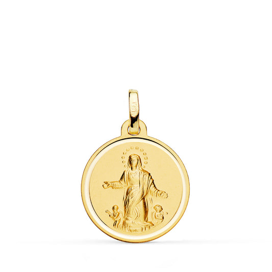 Medalla Virgen de la Asuncion Bisel 18 mm de oro amarillo 18K