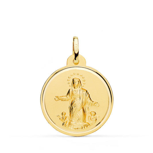 Medalla Virgen de la Asuncion Bisel 22 mm de oro amarillo 18K