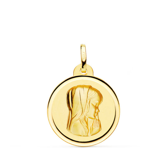 Medalla Virgen Niña Bisel 20 mm de oro amarillo 18K