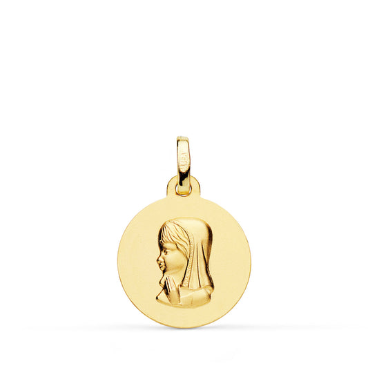 Medalla Virgen Niña Lisa 16 mm de oro amarillo 18K