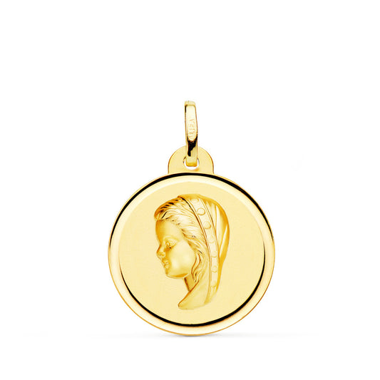 18K MEDALLA ORO AMARILLO VIRGEN NIÑA BISEL 16 MM
