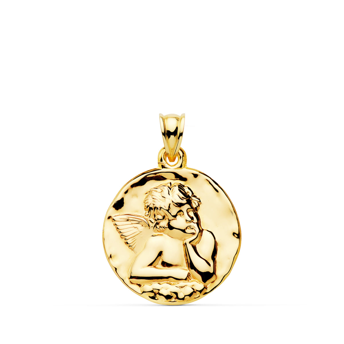 Medalla Angel Burlon Brillo 24 mm de oro amarillo 18K