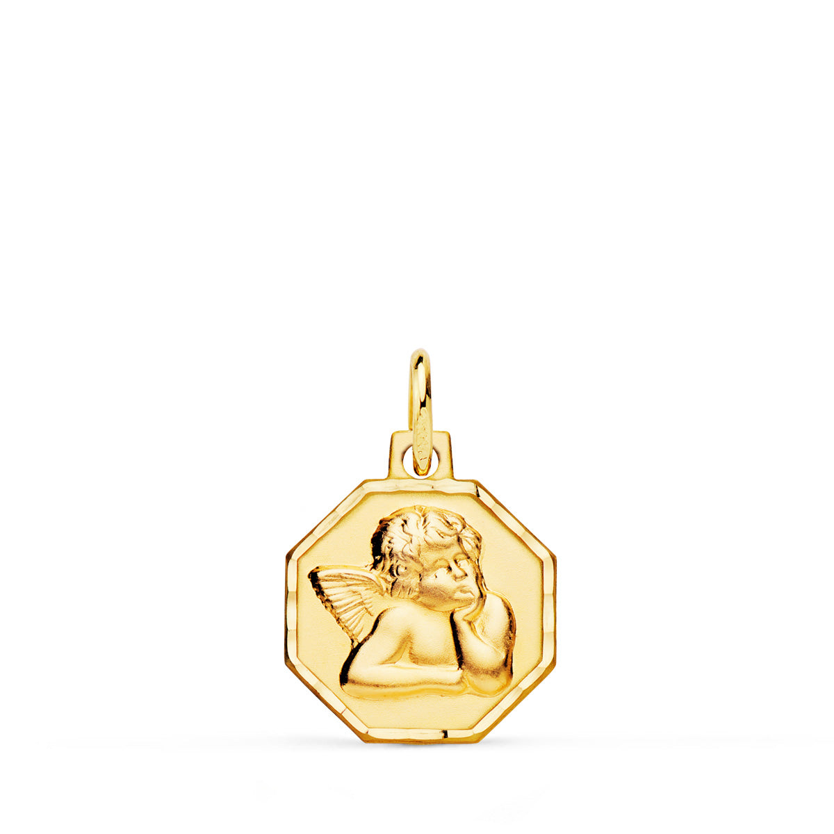 Medalla Octogonal Angelito Burlon Tallada 13 x 13 mm de oro amarillo 9K
