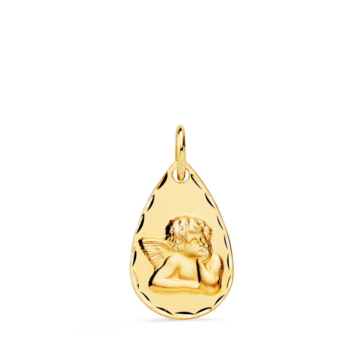 Medalla Gota Angelito Burlon Tallada 19 x 11 mm de oro amarillo 18K
