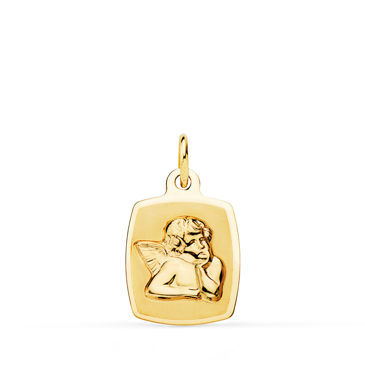Medalla Tonel Angelito Burlon Brillo y Mate 19 x 13 mm de oro amarillo 18K