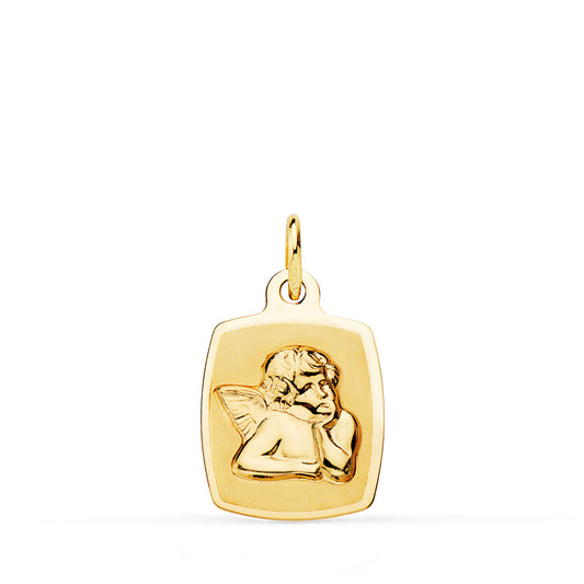 Medalla Tonel Angelito Burlon Brillo y Mate 19 x 13 mm de oro amarillo 18K