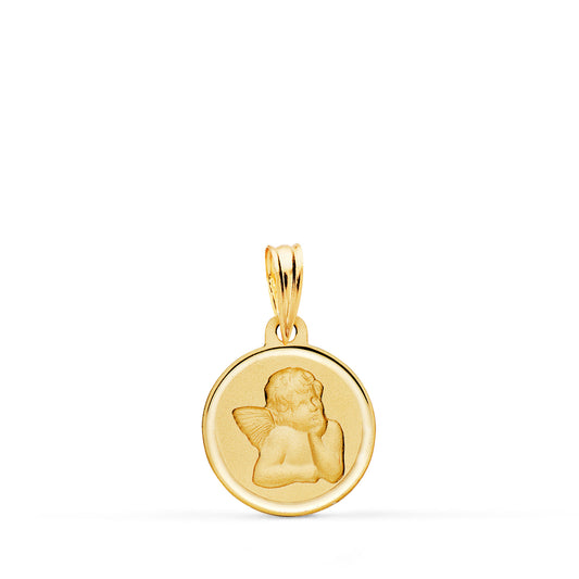 Medalla Angel Burlon Bisel 12 mm. de oro amarillo 18K