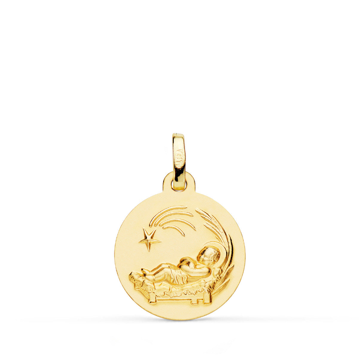 Medalla Niño del Pesebre Lisa 16 mm de oro amarillo 18K
