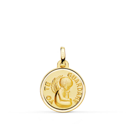 18K MEDALLA ORO AMARILLO ANGEL " YO TE GUARDARE " BISEL 16 MM